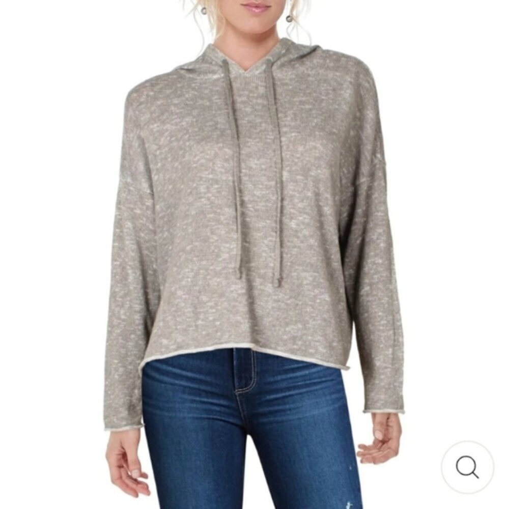 Eileen Fisher Gray Sweatshirt with Hood and Soft Knit Texture XL 1316